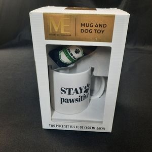 Modern expressions mug and dog toy " stay pawsitive"